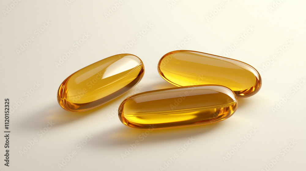 Fish oil omega 3 gel capsules on white background.
Fish oil omega 3 gel capsules on white background.