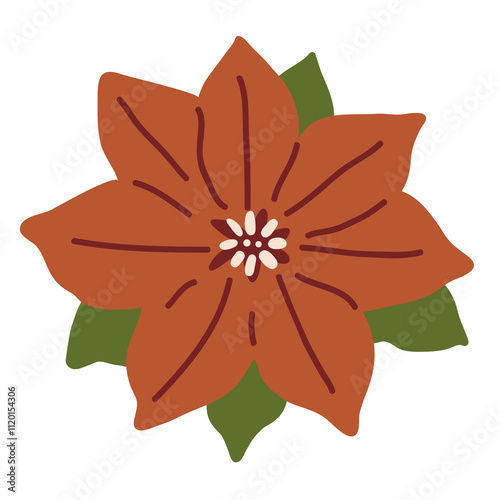 Vector illustration cartoon winter poinsettia  for digital stamp,greeting card,sticker,icon,design