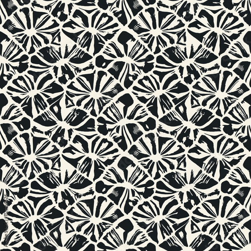 Black And White Graphic Floral Pattern