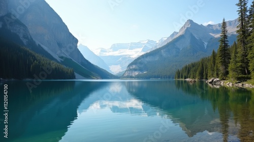 Wallpaper Mural Tranquil Mountain Lake Surrounded by Pine Trees Torontodigital.ca