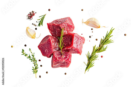 Raw steak red meat on a white background background. 
