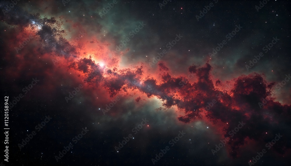 Fototapeta premium Stunning view of a vibrant galaxy filled with colorful nebulae and stars in deep space