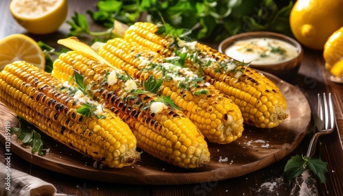 Rustic Delight: Freshly Grilled Corn with Herbs and Butter