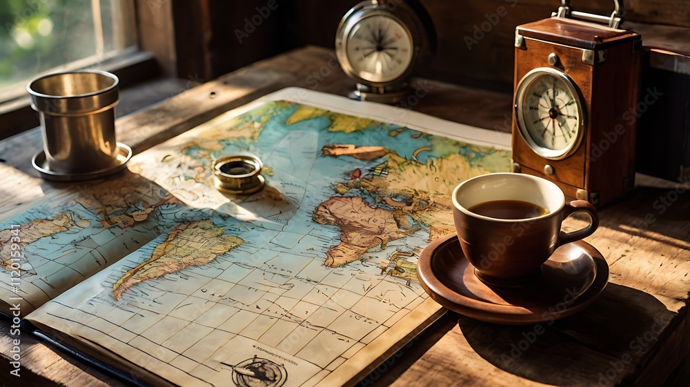 Traveler's Desk: Rustic World Map with Essentials Traveler's Desk: Rustic World Map with Essentials