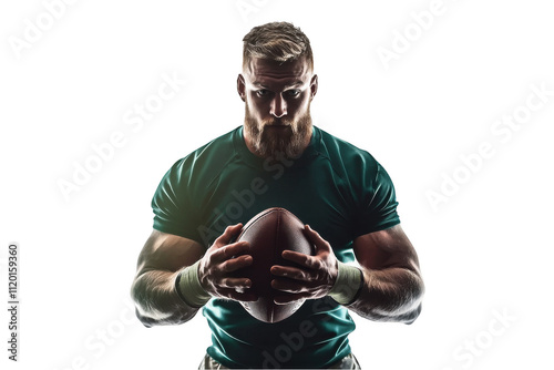 Rugby player American football player isolated on a white background whit