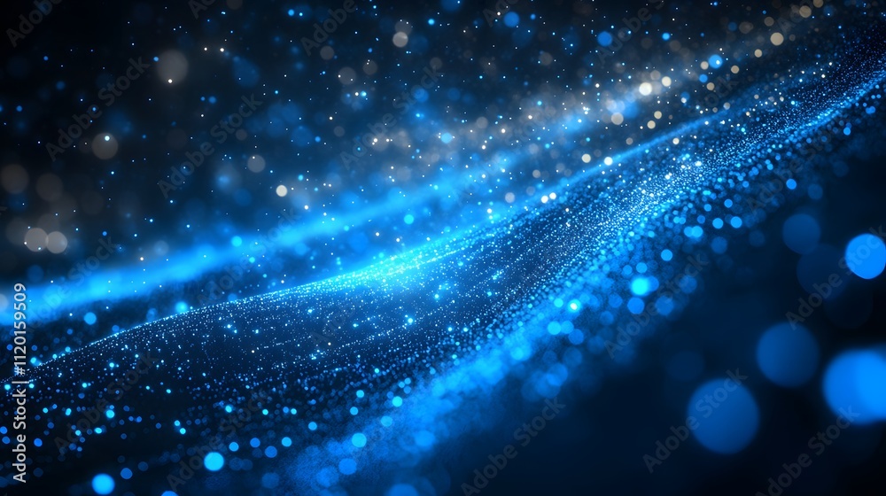 Fototapeta premium Abstract digital identity biometric technology background with blue bokeh lights and fingerprint symbolizing advanced security, data protection, cybersecurity on dark abstract background,