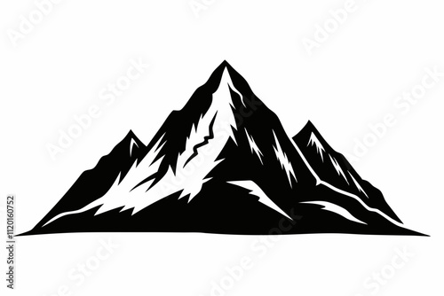 Mountain Peak Silhouette Vector on White Background