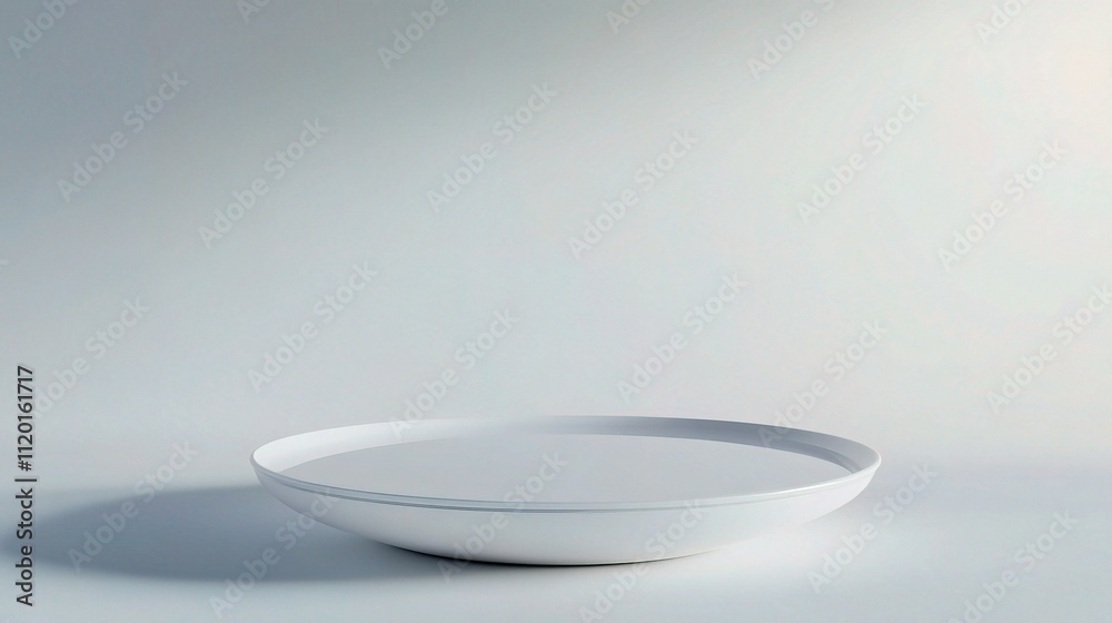 Minimalist Concave Surface on Clear White Background, Empty Setting Minimalist Concave Surface on Clear White Background, Empty Setting