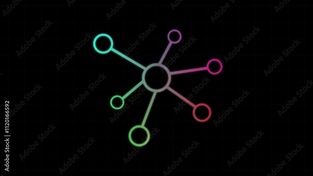Network concept animation. technology network connection abstract background concept Internet and network concept. on black background 