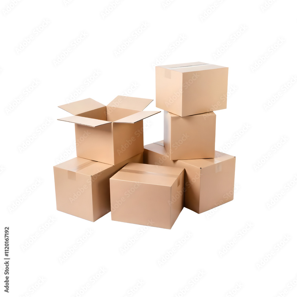 Several open Carton boxes on transparent background, PNG Several open Carton boxes on transparent background, PNG