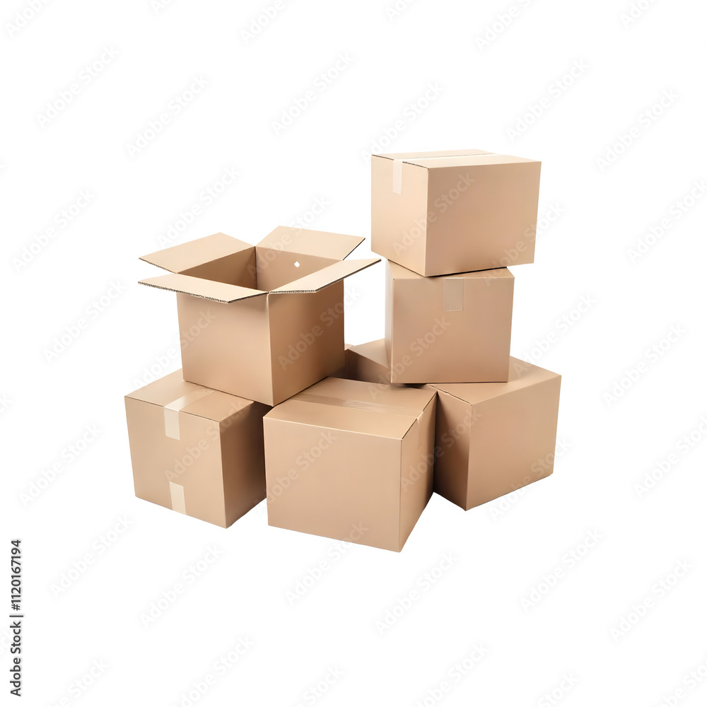 Several open Carton boxes on transparent background, PNG Several open Carton boxes on transparent background, PNG