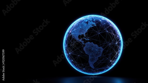 A glowing digital globe representing global connectivity and technology.