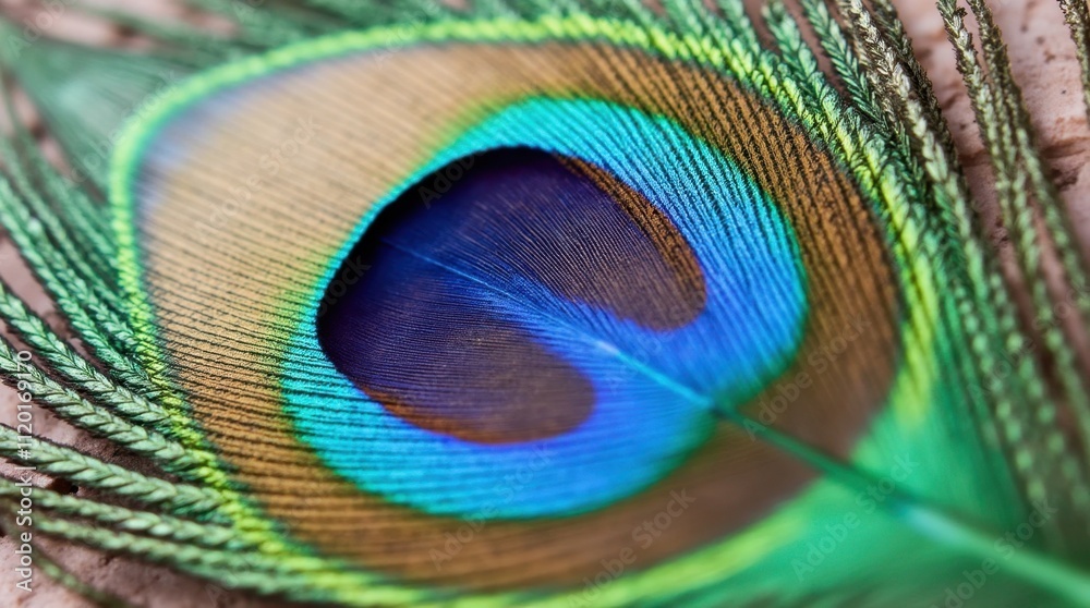 Obraz premium Vibrant Peacock Feather Close-Up