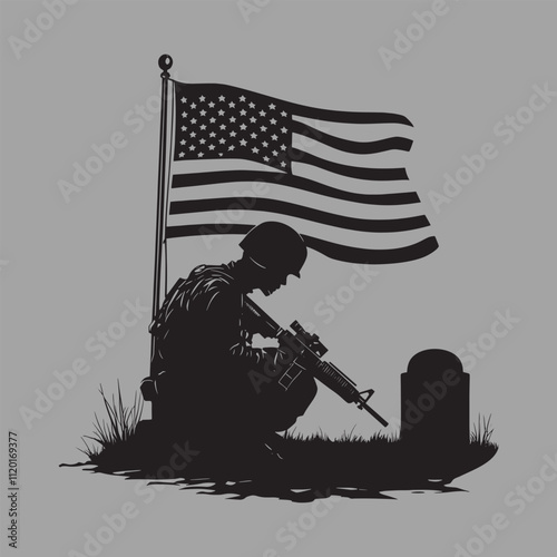 Flat design soldier silhouette Veterans Vector