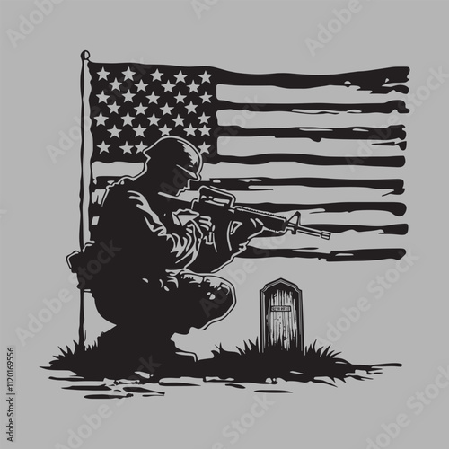 Flat design soldier silhouette Veterans Vector