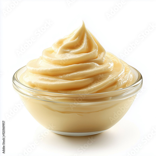 Delicious pudding vanilla dessert isolated on white background
 photo