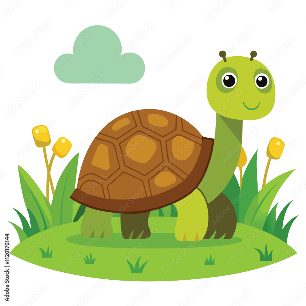 Obraz premium turtle-grass-white-background.eps