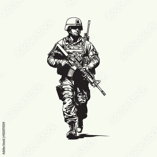Flat design soldier silhouette Veterans Vector