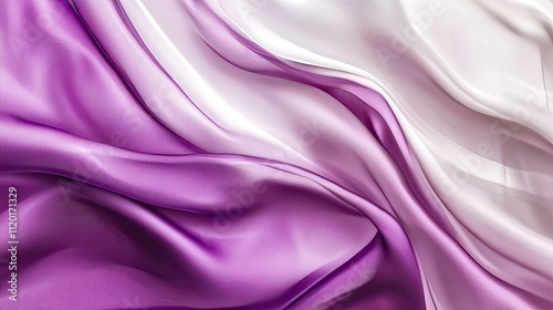 Abstract flowing silk fabric texture, beautiful draped shimmering satin background violet and white