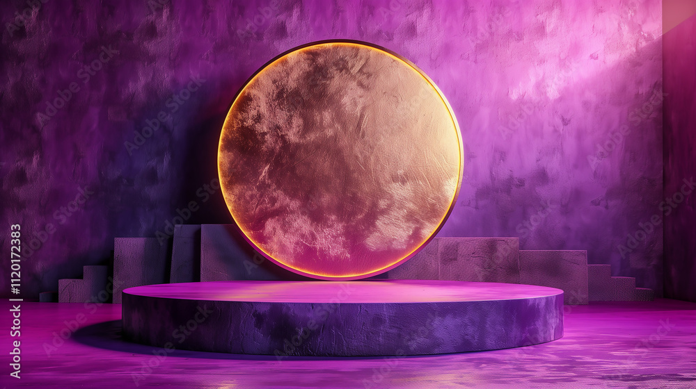 Elegant Purple and Golden Podium for Product Display Elegant Purple and Golden Podium for Product Display