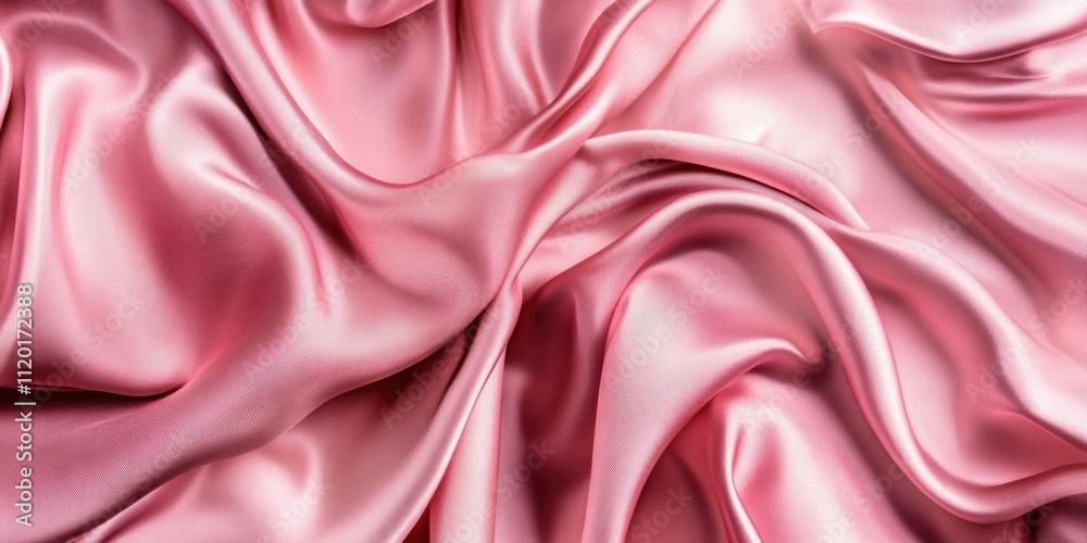 Obraz premium Abstract flowing silk fabric texture, beautiful draped shimmering satin background in rose pink 