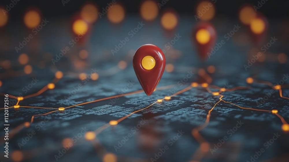 3D Map with Location Pins and Network Lines in GIS Visualization 3D Map with Location Pins and Network Lines in GIS Visualization