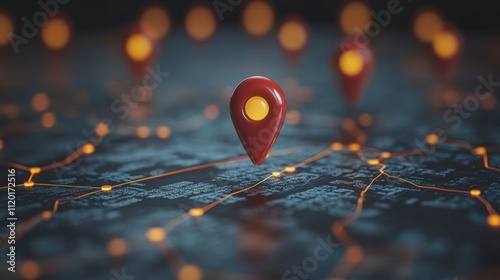 3D Map with Location Pins and Network Lines in GIS Visualization