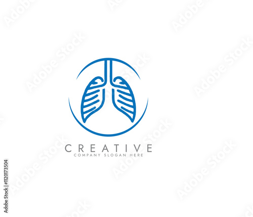 Lung icon logo. Simple medical heart logo. Lung Care Symbol vector design 