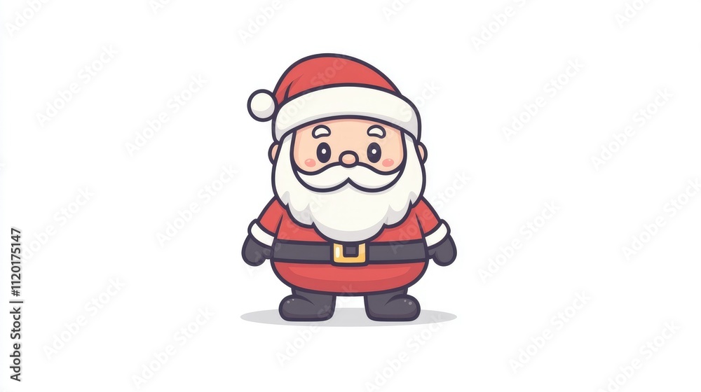 Cute Christmas character Santa Claus in red coat and hat Cute Christmas character Santa Claus in red coat and hat