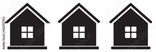 House icons set. Home icon collection. Real estate icon. Flat style houses symbols for apps and websites. Vector illustration.