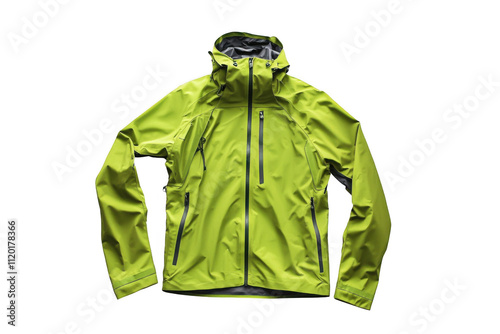 Mens green rain jacket on white backgroundsional