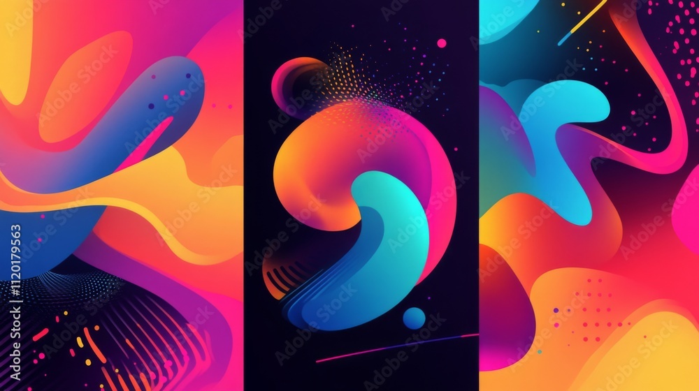 Abstract Fluid Shapes with Vibrant Colors - Digital Art Background Abstract Fluid Shapes with Vibrant Colors - Digital Art Background