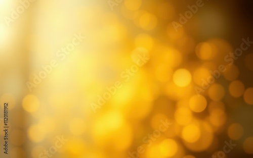 Warm golden bokeh lights create a soft, shimmering background in a tranquil setting at sunset
