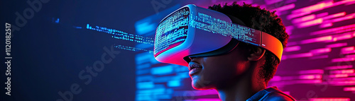 Those wearing VR headsets will experience a digital world full of code in a vibrant