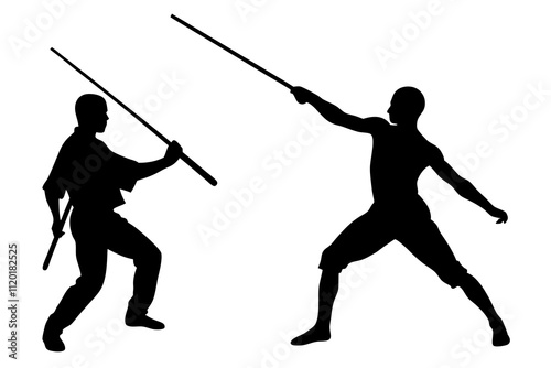 Arnis player silhouette.