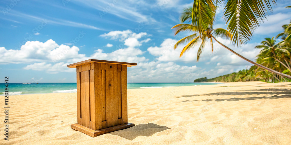 A wooden pedestal with free space for your decoration, standing against a neutral background. The pedestal has a smooth, polished surface and a natural wood grain finish, offering. A wooden pedestal with free space for your decoration, standing against a neutral background. The pedestal has a smooth, polished surface and a natural wood grain finish, offering.