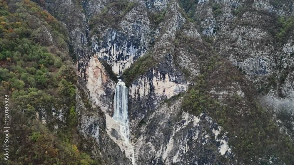 Amazing aerial video of Boka waterfall (Boka slap) at Soca river near Bovec Slovenia Amazing aerial video of Boka waterfall (Boka slap) at Soca river near Bovec Slovenia