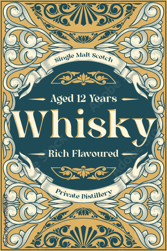 Scotch whisky - ornate vintage decorative label