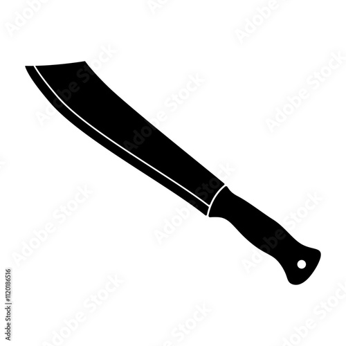 Silhouette of a Machete Knife Vector Illustration. This vector illustration depicts the silhouette of a machete style knife. 