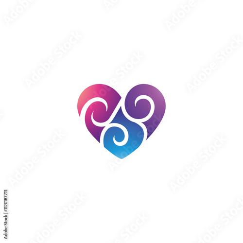 heart logo design with wave elements