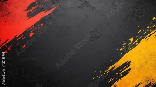 Black History Month Concept, Abstract splashes of red and yellow on a dark background.