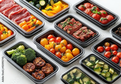 Freshly Prepared Meal Prep Containers with Colorful Vegetables, Lean Proteins, and Healthy Ingredients Ready for Nutritious Eating and Balanced Diet