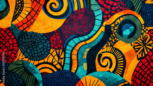 Vibrant abstract pattern with bold geometric shapes