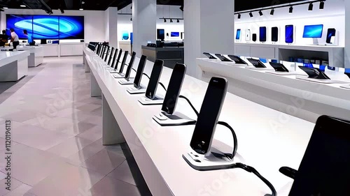 High-Tech Consumer Technology Store with Clean Lines and Bright Lighting