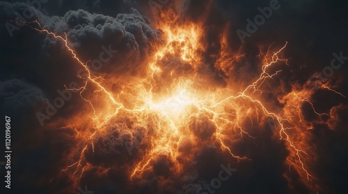 Dramatic Lightning Explosion in an Abstract Dark Background