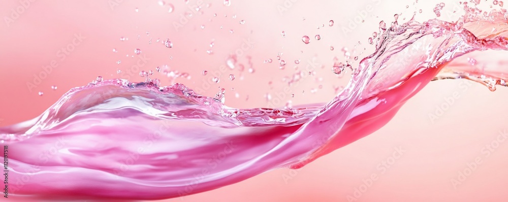 A splash of pink liquid against a soft gradient background. A splash of pink liquid against a soft gradient background.