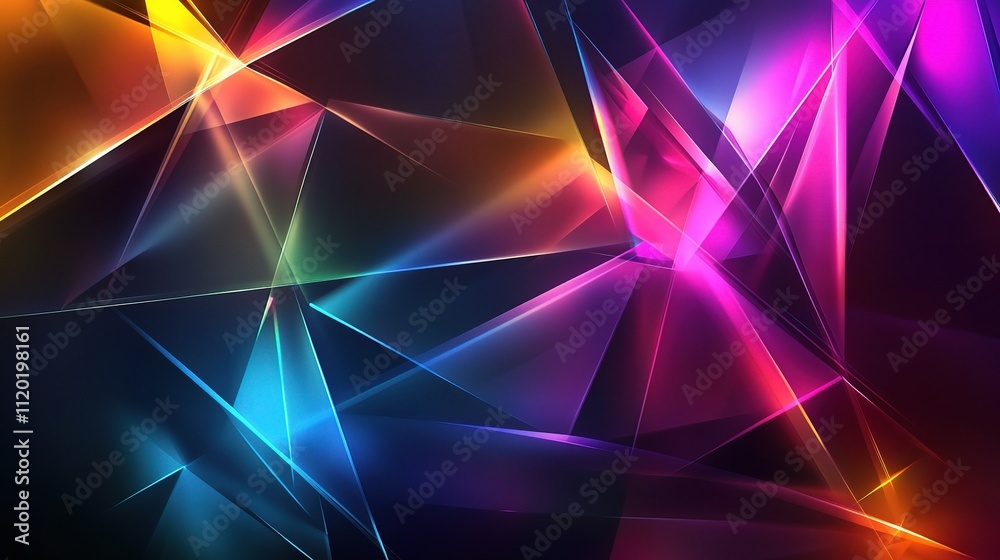Vibrant Neon Triangular Abstract Shapes with Glowing Effects Vibrant Neon Triangular Abstract Shapes with Glowing Effects
