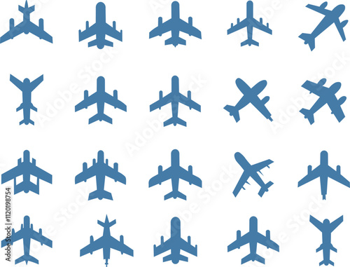 Plane icon set. Flight transport symbol. Airplane icon vector. Travel flat illustration.. Vector EPS 10
