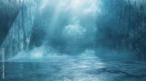 Light blue background with area for graphic elements.