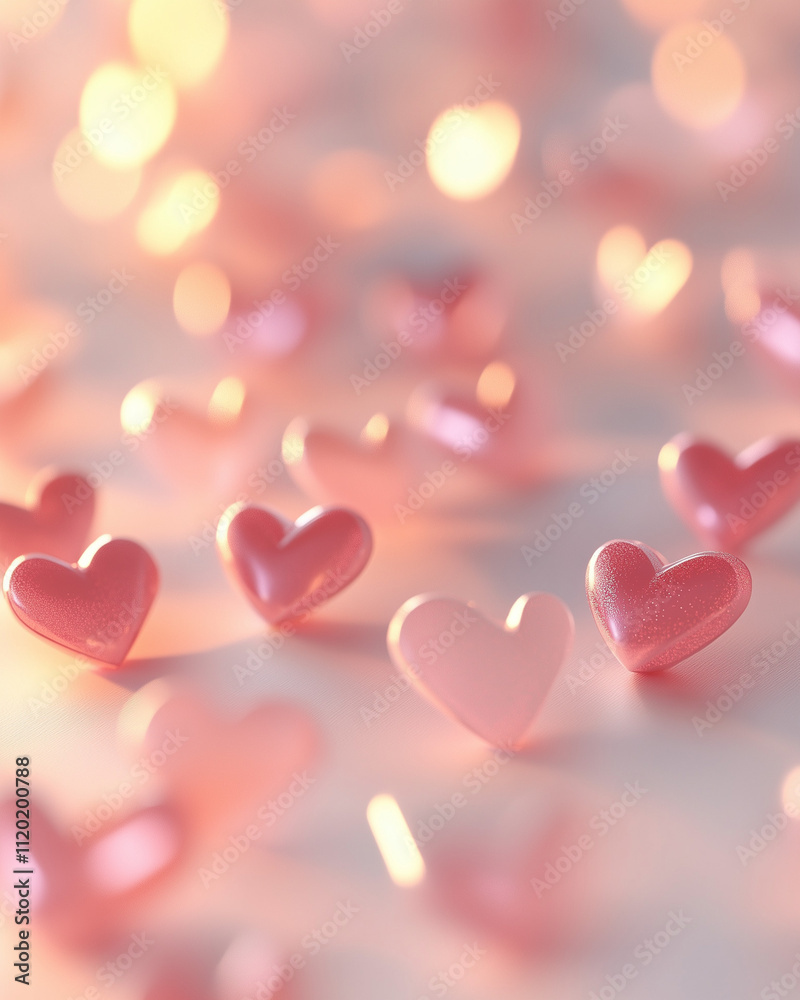 Soft pink heart-shaped decorations with bokeh background Soft pink heart-shaped decorations with bokeh background